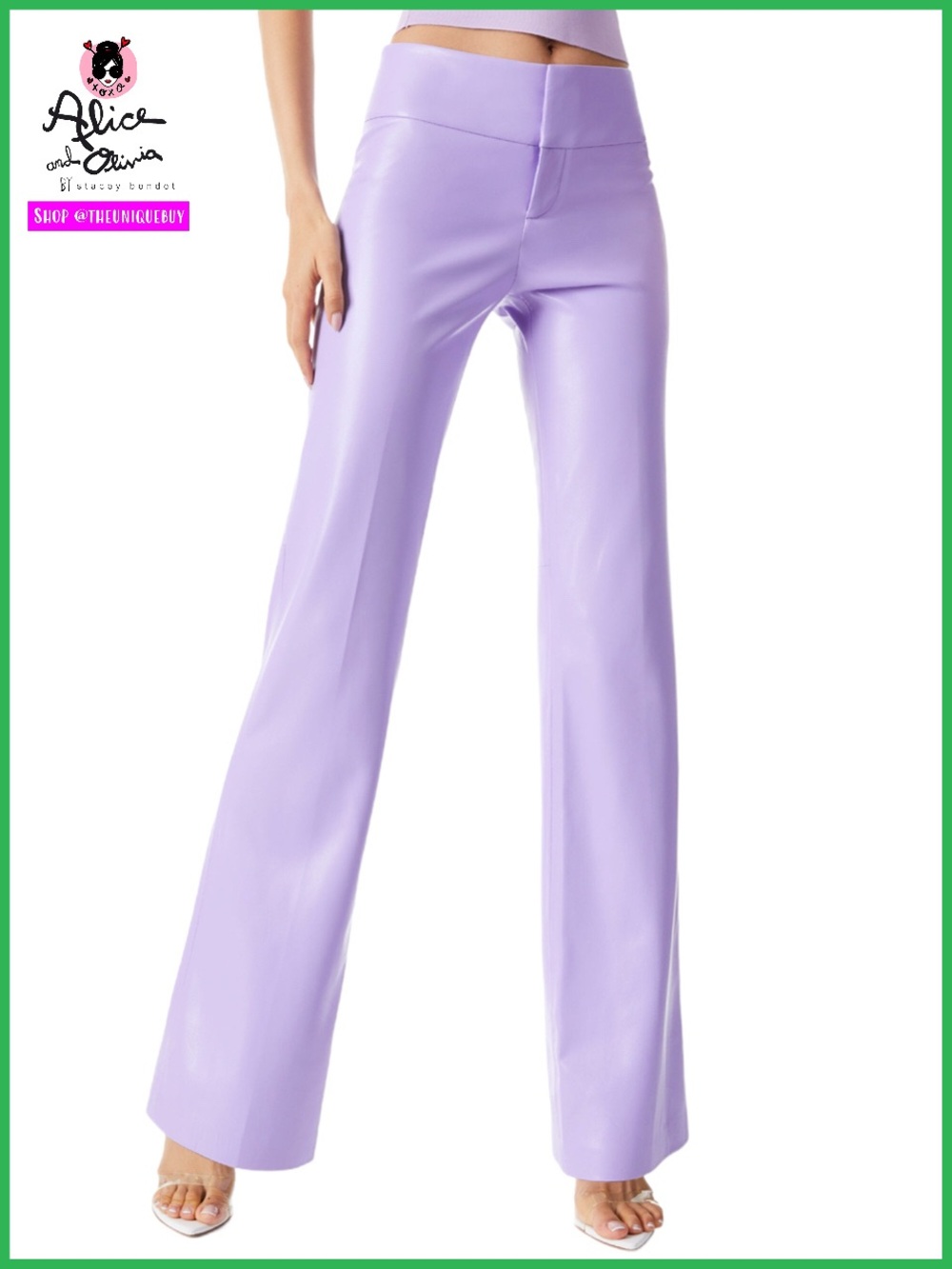 Alice + Olivia Olivia Vegan Leather Bootcut Lavender Purple Pant